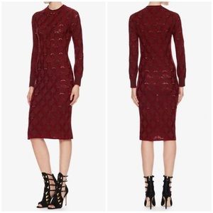 Thakoon crochet knit sweater dress midi red size medium